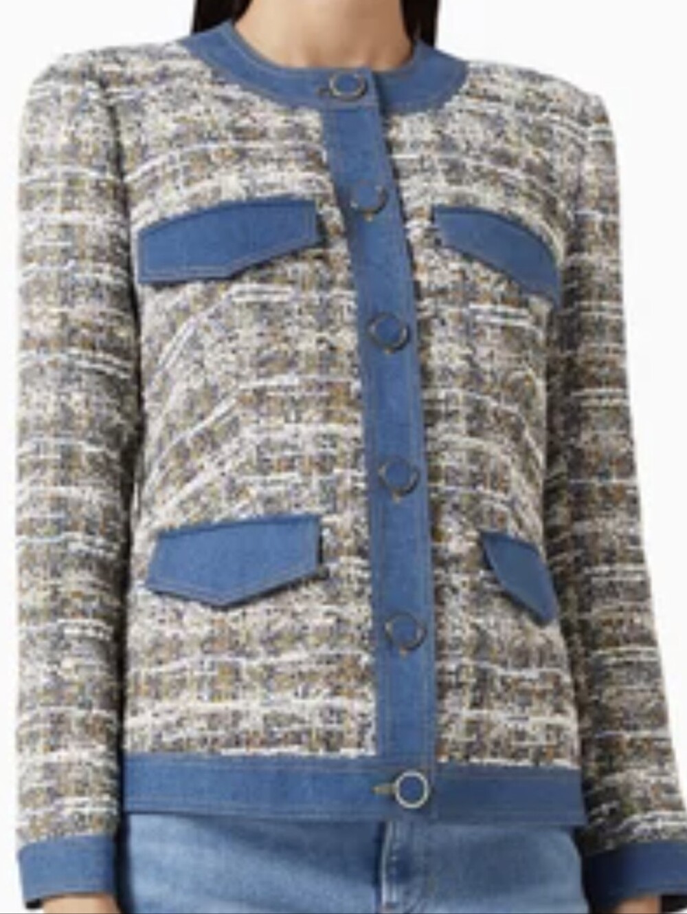 NWOT VERONICA BEARD Ainslie Tweed Jacket In Navy-Multi Size 4